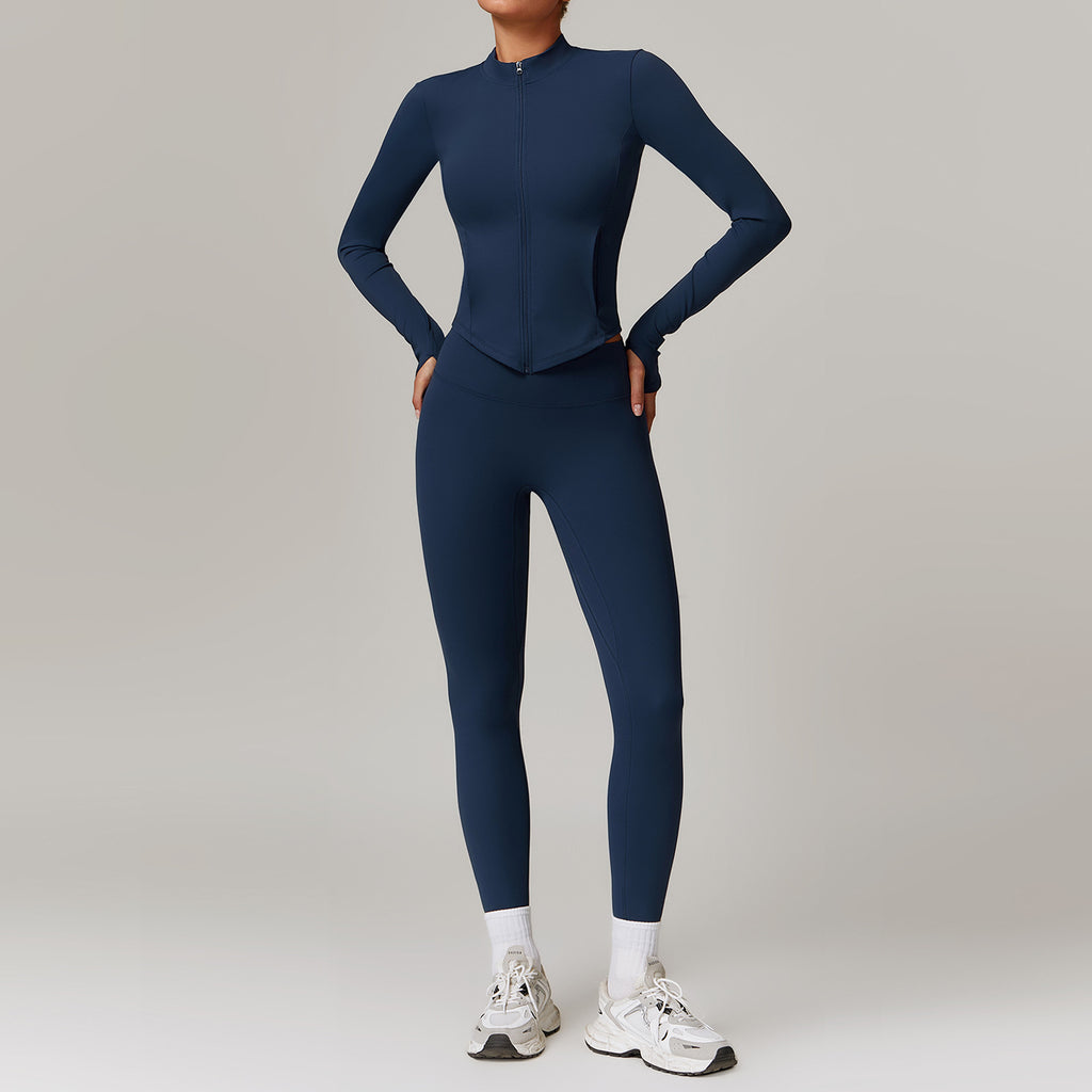 Leisure velvet suit with high waist, wide legs, warm yoga clothes, women's slimming long sleeved fitness suit