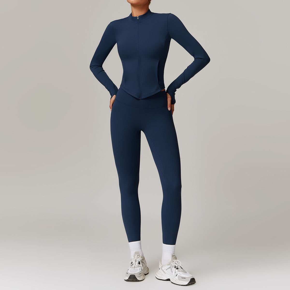 Leisure velvet suit with high waist, wide legs, warm yoga clothes, women's slimming long sleeved fitness suit