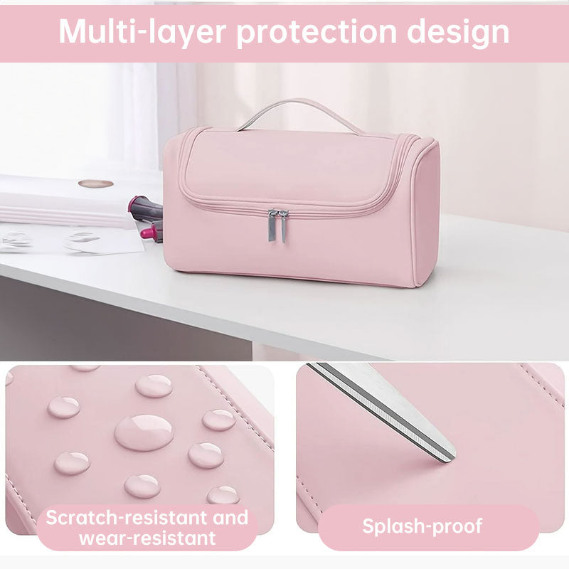 Large Capacity Hair Dryer Organizer Bag | PU Leather, Waterproof, Double-Layer & Non-Slip Interior for Travel, Salon & Home
