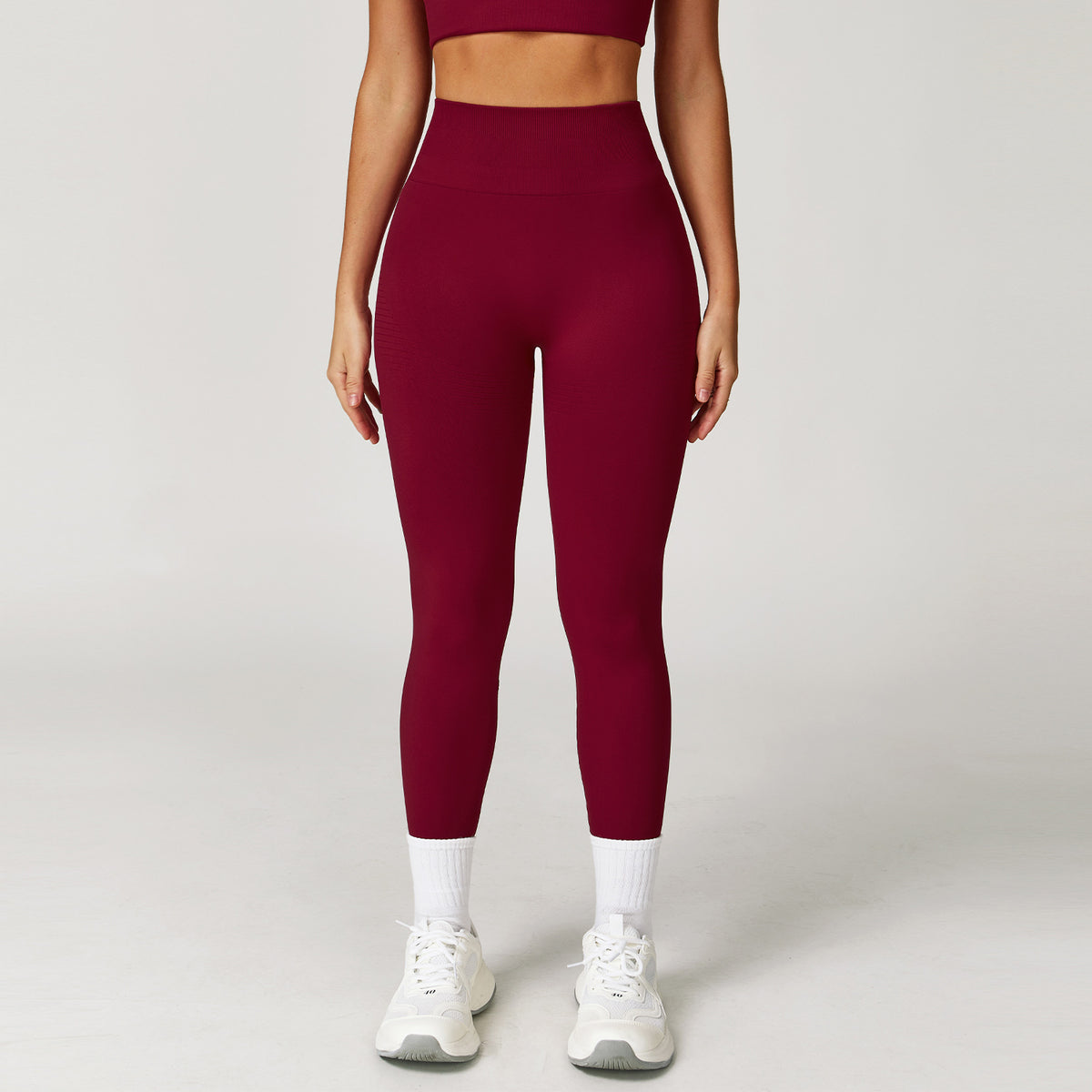 High-Waisted Butt-Lifting Yoga Pants with Ribbed Waistband for Tummy Control and Fitnes