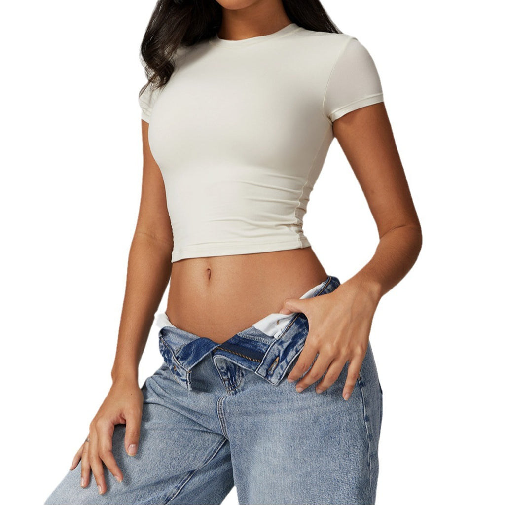 Fitted Quick-Dry Fitness Top Yoga Running Pilates Sports T-Shirt Short Sleeve