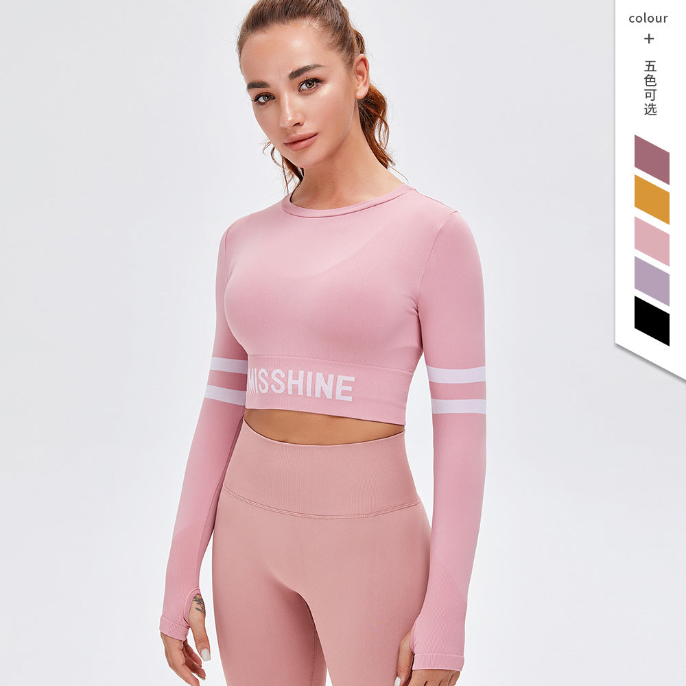 Ins Yoga Clothes Women's Short T-Shirt High Elastic Seamless Fitness Open Belly Button Tight Sports Top