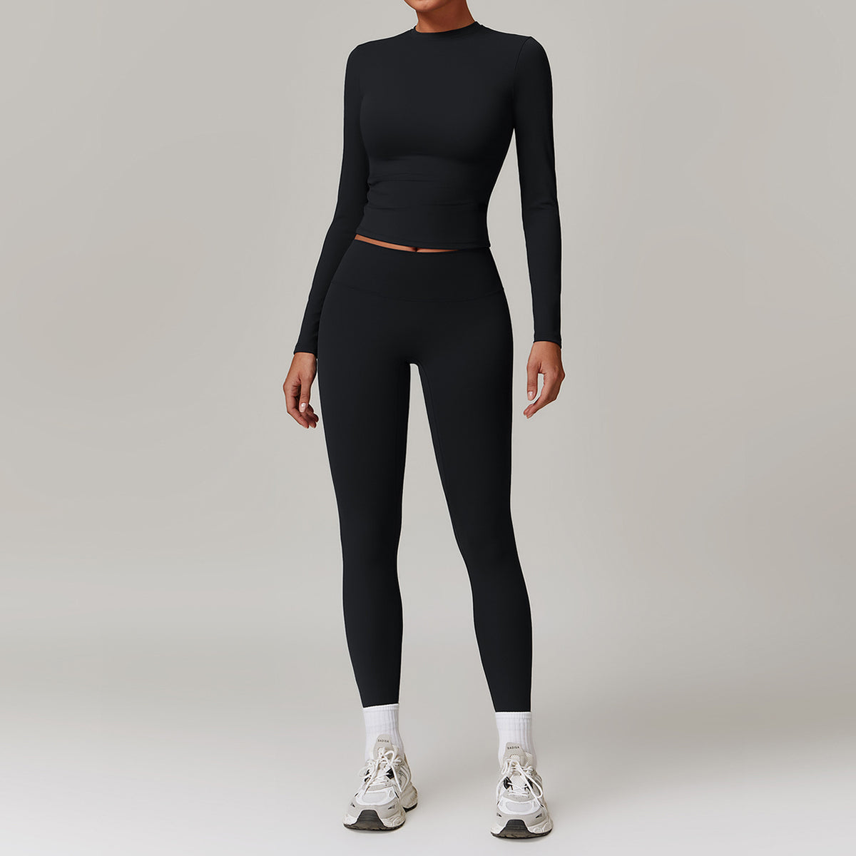 Sports and leisure velvet suit with high waist, wide legs, warm yoga clothes, women's slimming long sleeved fitness suit
