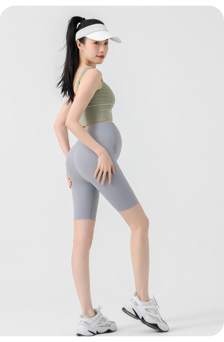 Pregnant women's pants Spring and summer thin bottoming pants Yoga shark pants abdomen support seamless shorts facial mask pants