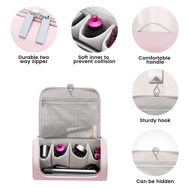 Large Capacity Hair Dryer Organizer Bag | PU Leather, Waterproof, Double-Layer & Non-Slip Interior for Travel, Salon & Home